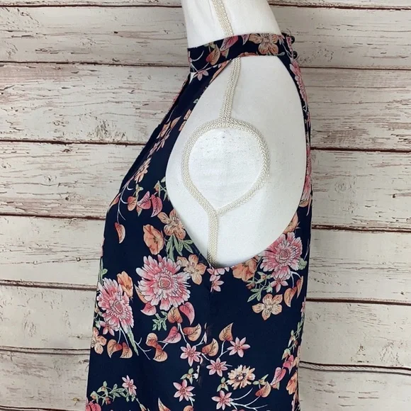 Forever 21 Floral Navy Small Halter Dress - Picture 4 of 9